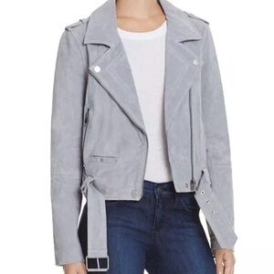 Blank NYC Light Gray Genuine Suede Leather Jacket Small
